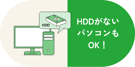 HDDがないパソコンもOK!